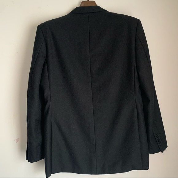 Aquascutum Men's Suit Jacket Blazer Dark Grey / Black Lined Wool Size 40R - Picture 4 of 11